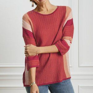 Soft Surroundings Wool Blend Abril Stripe Sweater Textured Small Pullover Top
